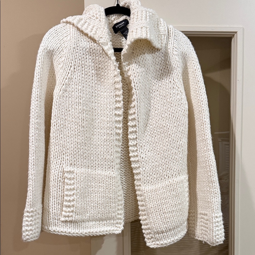 Express Cream Cowl Neck Sweater
